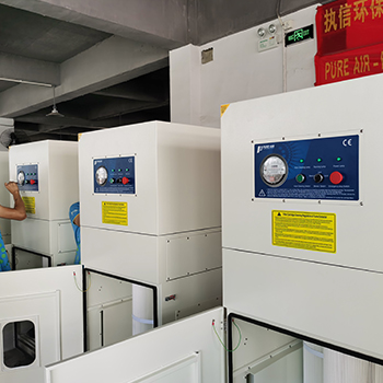 Manufacturing of dust and waste gas purification equipment in workshop, and manufacturing of dust and waste gas purification equipment in PURE-AIR wor